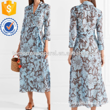 Printed Cotton and Silk-blend Wrap Midi Dress Manufacture Wholesale Fashion Women Apparel (TA3104D)